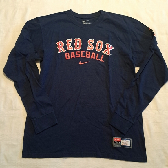 Nike Boston Red Sox men's size Small loose fit, blue long sleeve shirt, VGUC - Picture 1 of 5